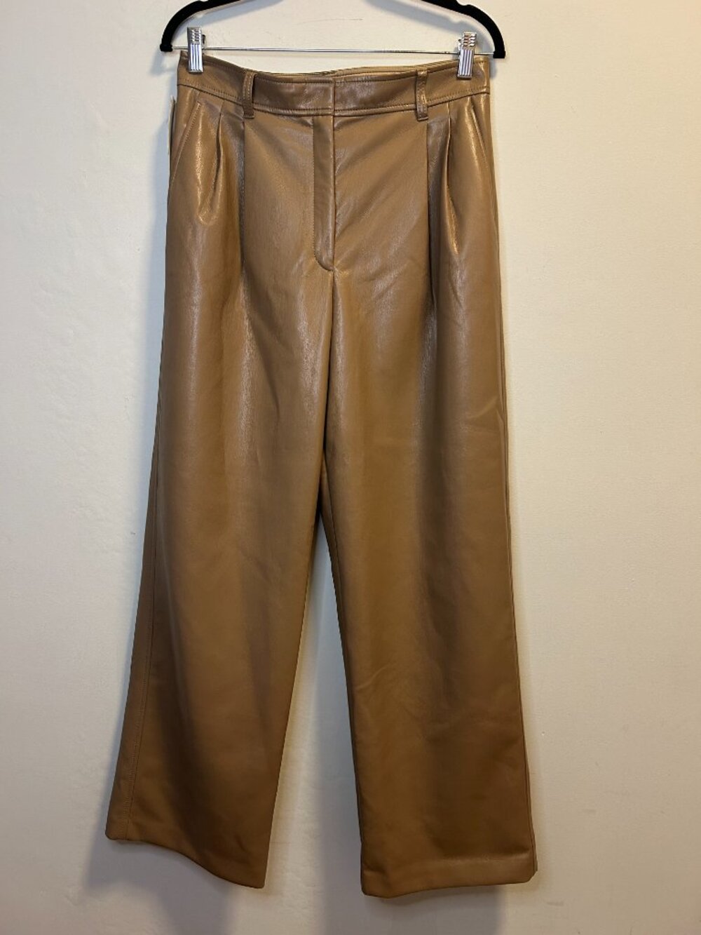 NWT Babaton Tan Faux Leather Pants Size 10